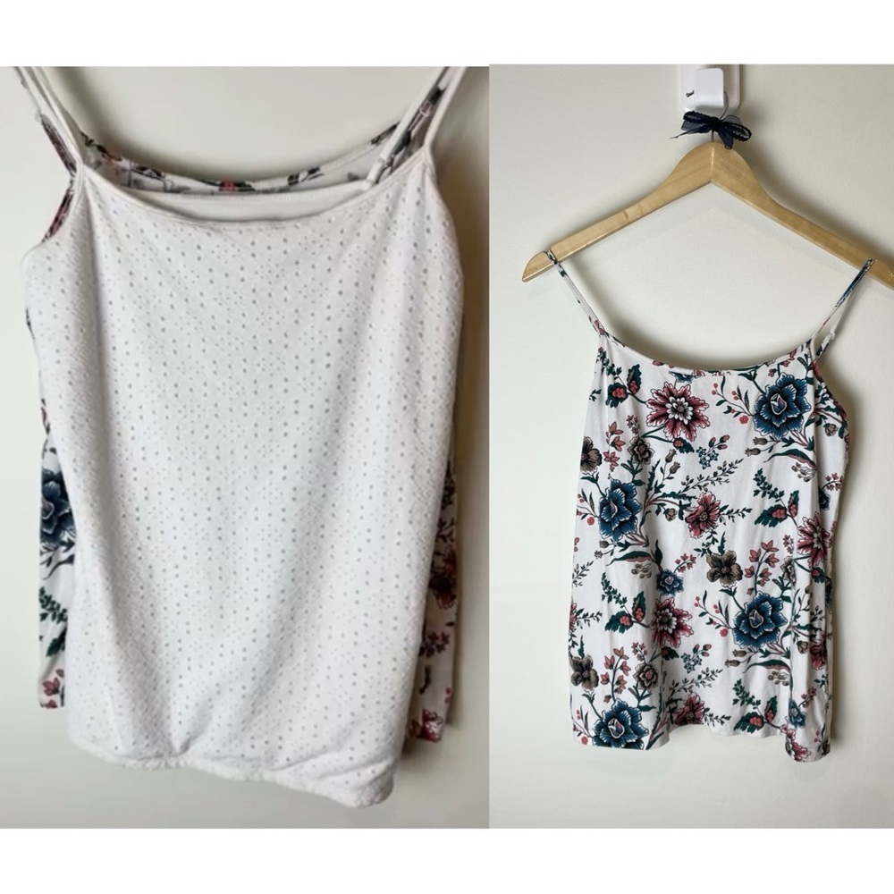 TWO Women’s Tank Top Bundle - Ann Taylor Loft Size Large  Floral and White